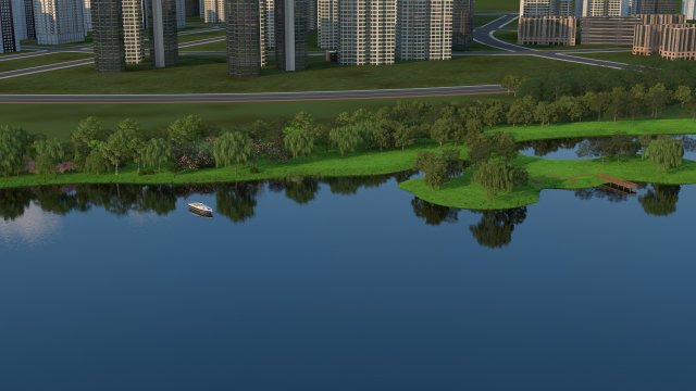 city lake view 3D 模型 .c4d .max .obj .3ds .fbx .stl .blend 