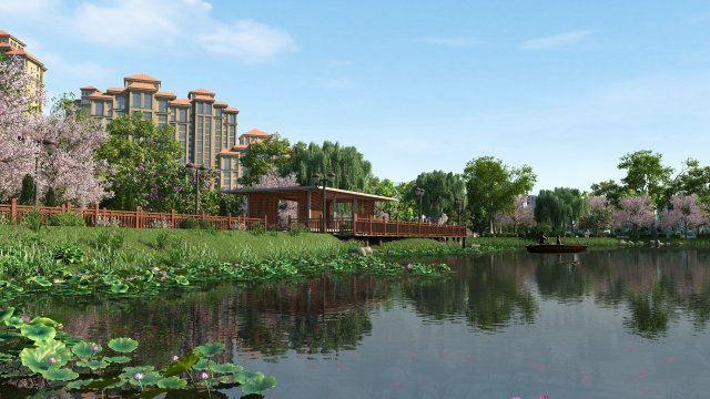 city lake view Modello 3D .c4d .max .obj .3ds .fbx .stl .blend 