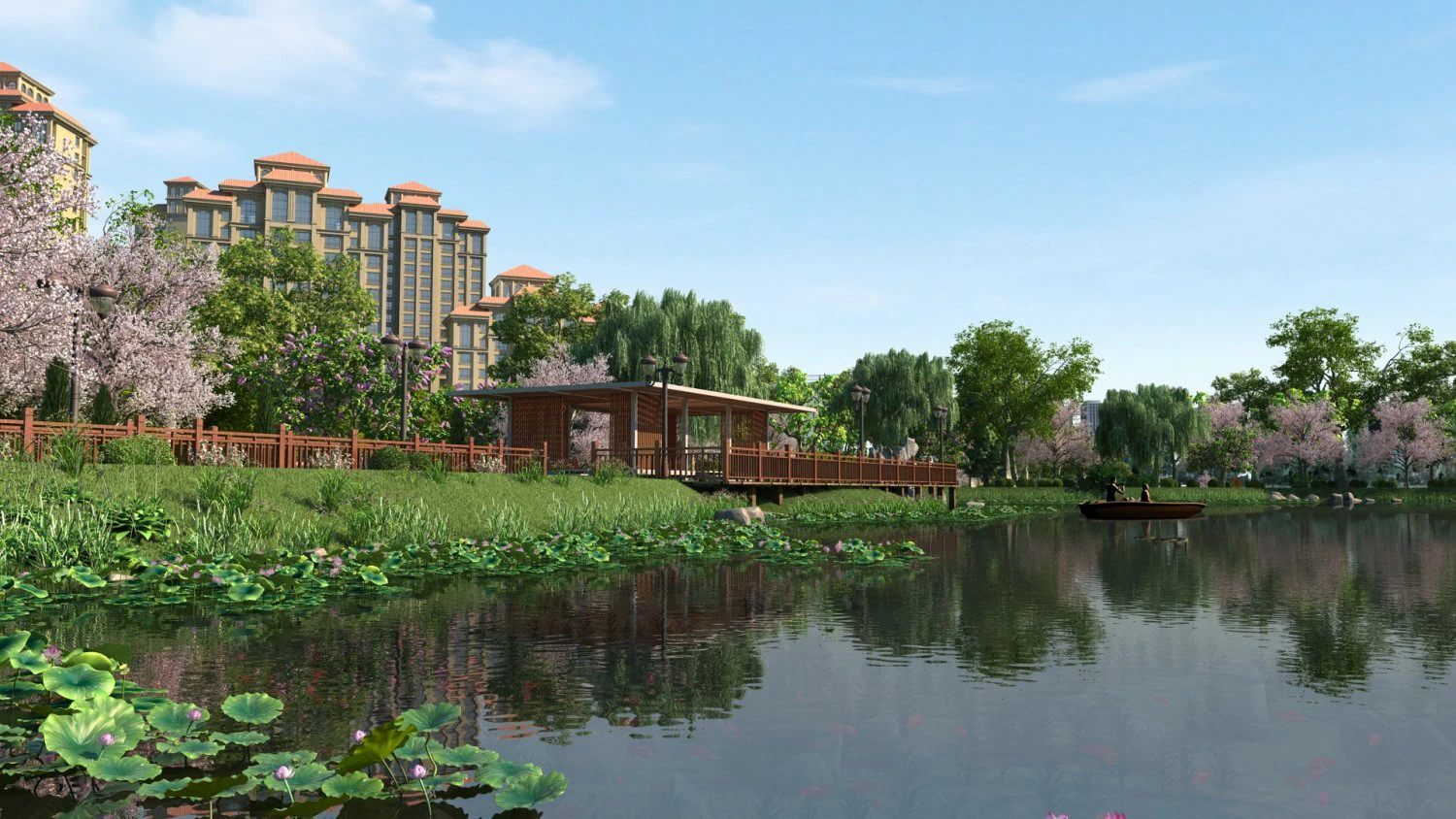 city lake view 3D Model .c4d .max .obj .3ds .fbx .stl .blend