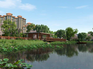 city lake view 3D Model