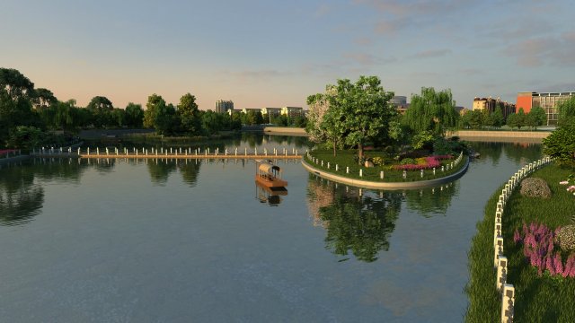 city lake view 3D Model .c4d .max .obj .3ds .fbx .stl .blend 