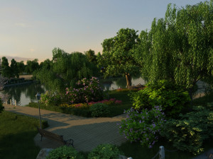 city lake view 3D Model