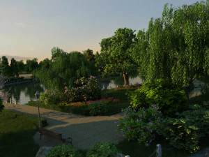 city lake view 3D Model