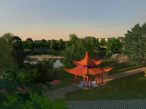city lake view 3D Model