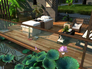 vista al lago de la ciudad Modelo 3D