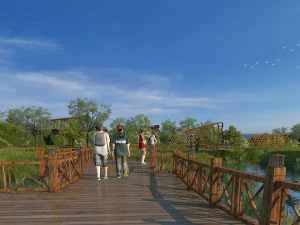 widok na jezioro miejskie Model 3D