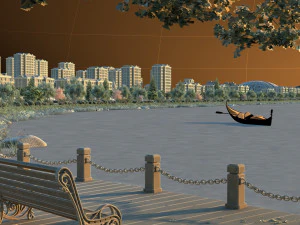 lake on the boat 3D Model