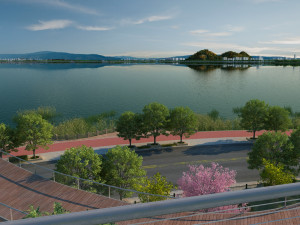 city lake view 3D-Modell