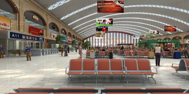 harbin west railway station hall 3Dモデル .c4d .max .obj .3ds .fbx .stl .blend 
