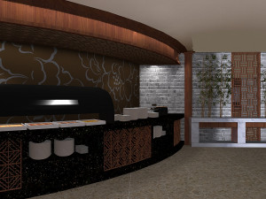 a buffet restaurant on board 3D 모델