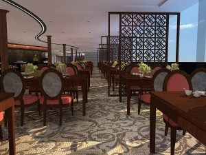 a buffet restaurant on board 3D 모델