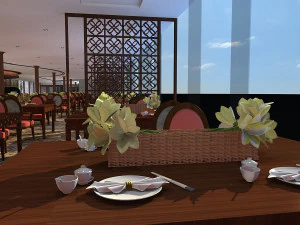 a buffet restaurant on board 3D Model