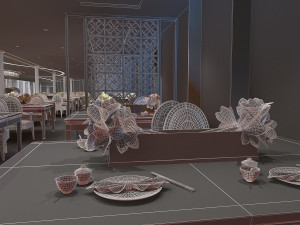 a buffet restaurant on board 3D 모델