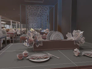 a buffet restaurant on board 3D Model