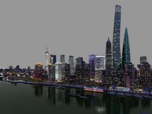 Shanghai-Nachtansicht 3D Modell