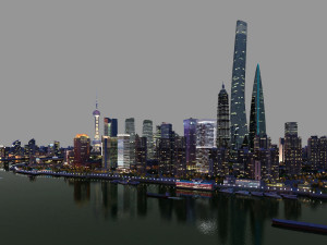 shanghai night view Modello 3D