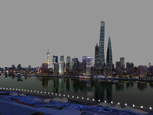 shanghai night view Modello 3D