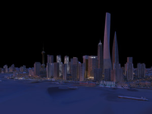 shanghai night view Modello 3D