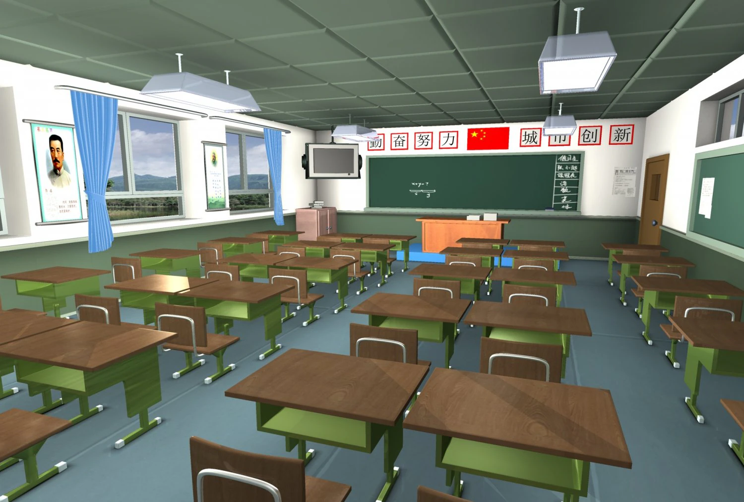 cartoon classrooms 3D Model .c4d .max .obj .3ds .fbx .stl .blend 
