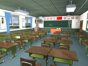 cartoon classrooms 3D Model
