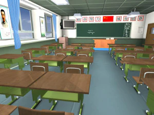 cartoon classrooms 3D Model
