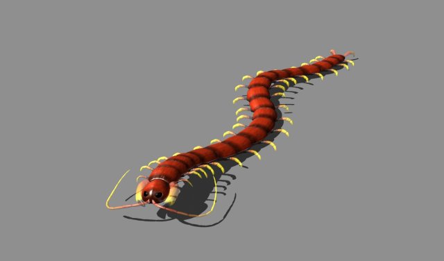 cartoon centipede 3D Модель .c4d .max .obj .3ds .fbx .stl .blend 
