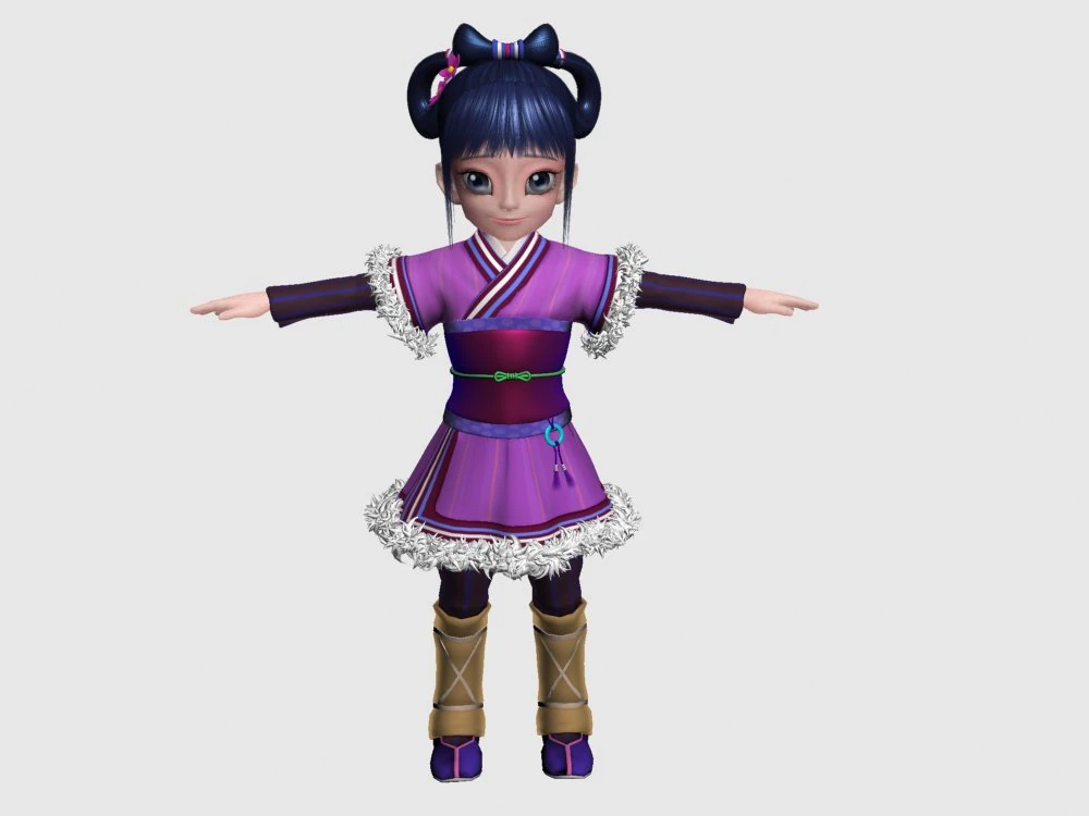 cartoon little girl 3D Model .c4d .max .obj .3ds .fbx .stl .blend