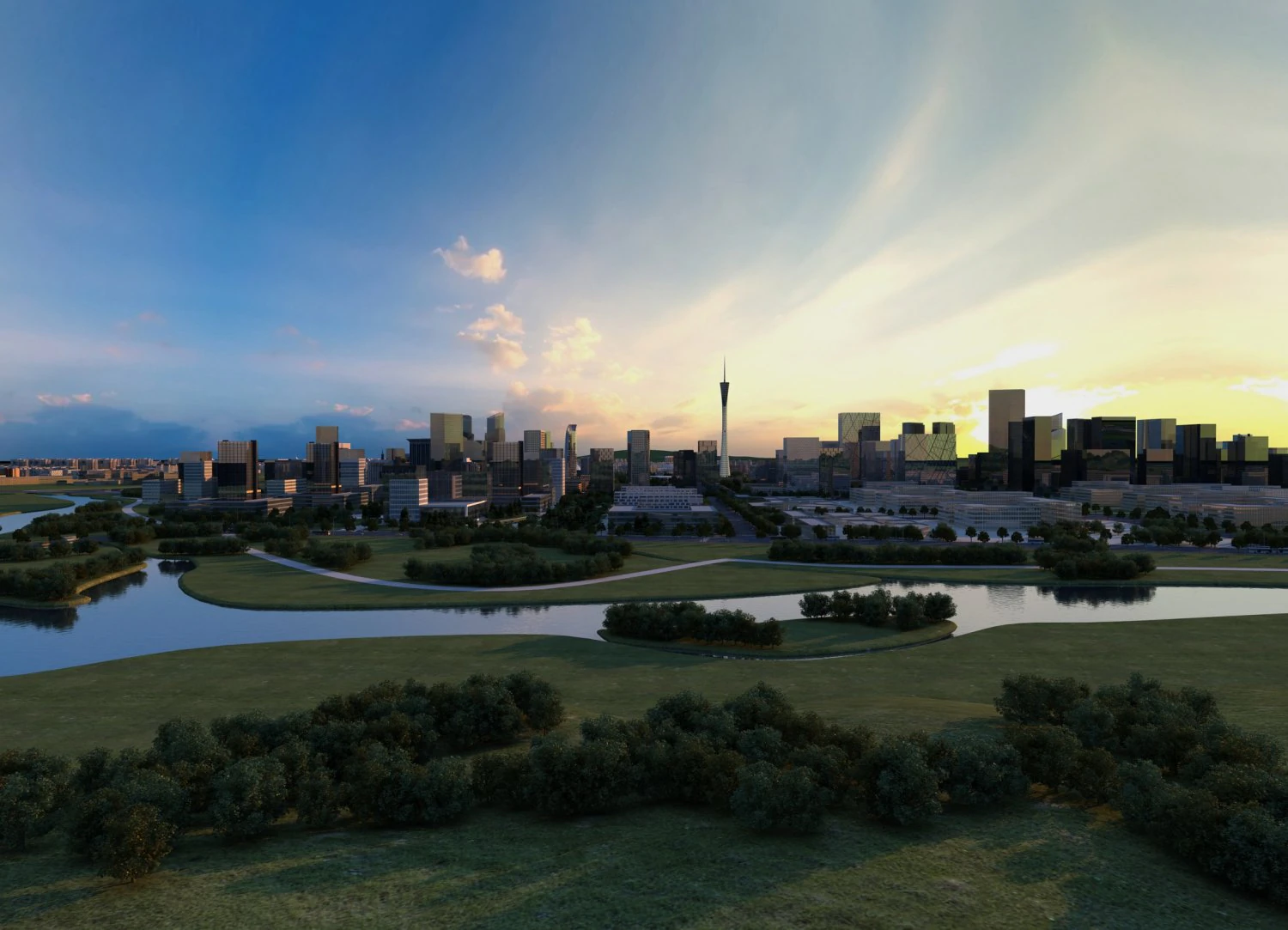 city early morning 3D Model .c4d .max .obj .3ds .fbx .stl .blend