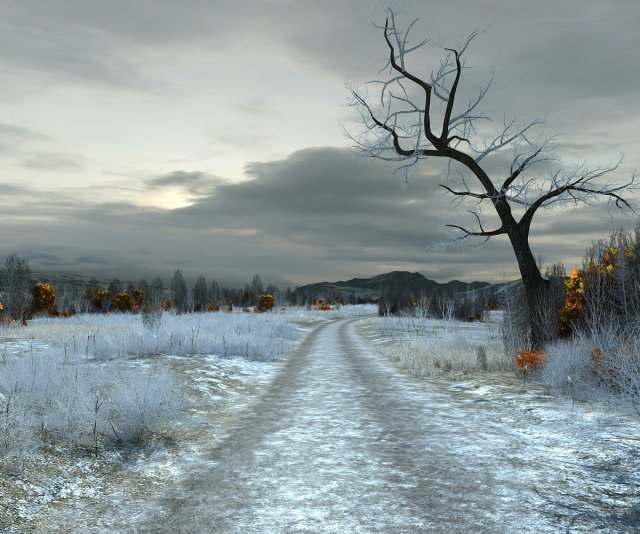 winter suburbs 3D Model .c4d .max .obj .3ds .fbx .stl .blend