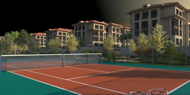 tennis court 3D Model .c4d .max .obj .3ds .fbx .stl .blend 