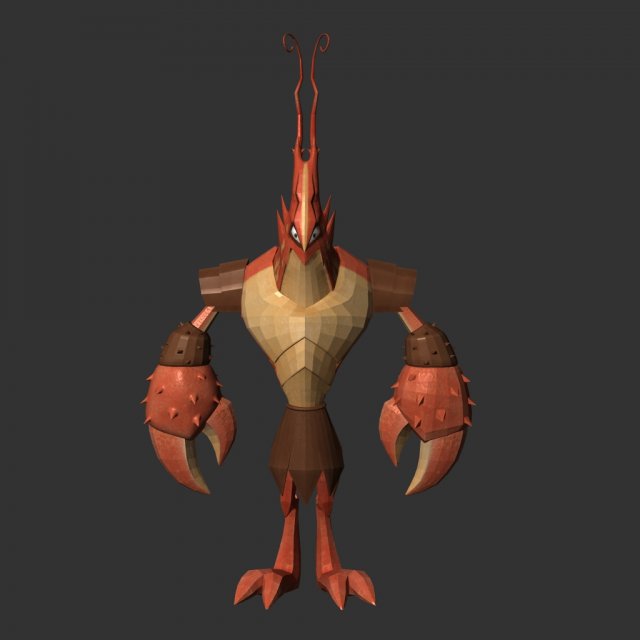 cartoon shrimp soldier Modelo 3D .c4d .max .obj .3ds .fbx .stl .blend