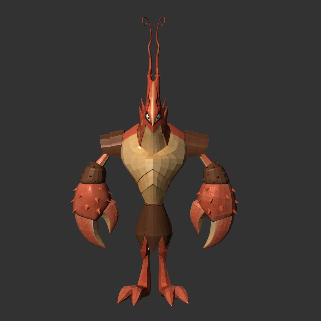 cartoon shrimp soldier 3D Model .c4d .max .obj .3ds .fbx .stl .blend 