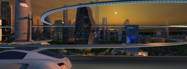 futuristic city Modèle 3D .c4d .max .obj .3ds .fbx .stl .blend 