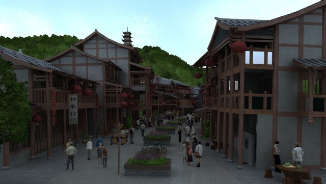 commercial street 3D Model .c4d .max .obj .3ds .fbx .stl .blend 