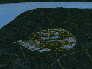 widok z lotu ptaka na architekturę Model 3D