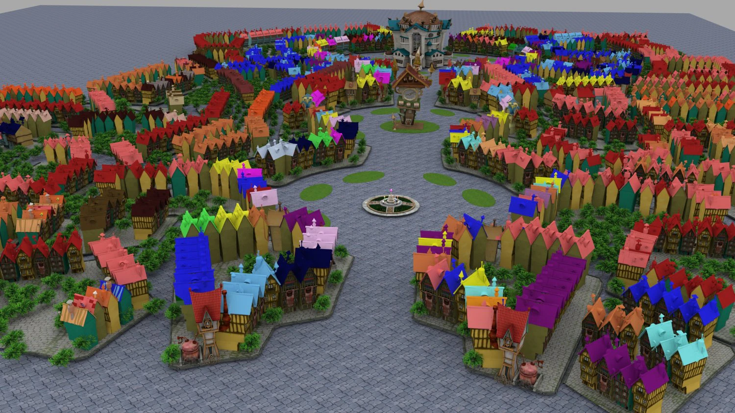 cartoon town 3D Model .c4d .max .obj .3ds .fbx .stl .blend 