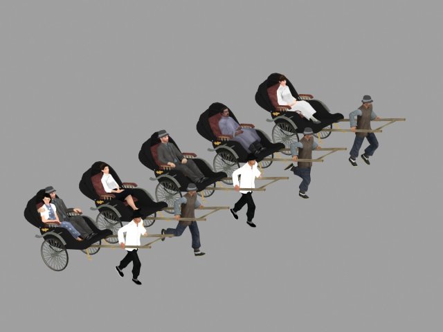 rickshaw driver 3D Модель .c4d .max .obj .3ds .fbx .stl .blend 