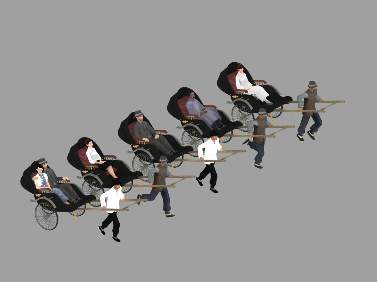 rickshaw driver 3D Model .c4d .max .obj .3ds .fbx .stl .blend 