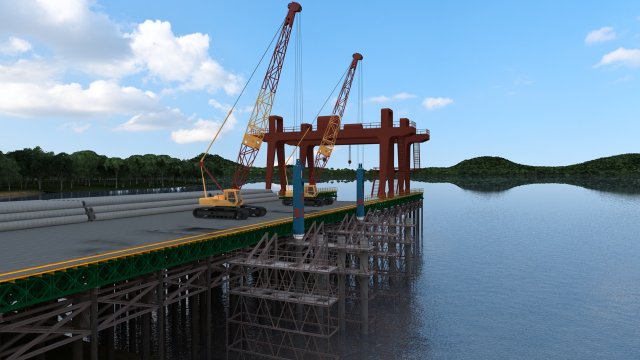 construction of bridges 3D Model .c4d .max .obj .3ds .fbx .stl .blend 