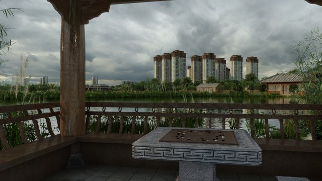 pavilion 3D Model .c4d .max .obj .3ds .fbx .stl .blend 