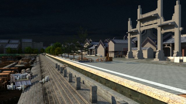 ancient town 3D Model .c4d .max .obj .3ds .fbx .stl .blend 