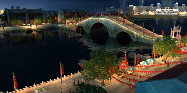 ancient bridge night view 3D Модель .c4d .max .obj .3ds .fbx .stl .blend 