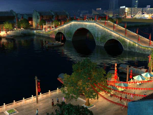 vista nocturna del puente antiguo Modelo 3D