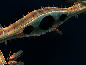 vista nocturna del puente antiguo Modelo 3D