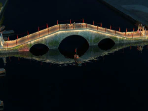 vista nocturna del puente antiguo Modelo 3D