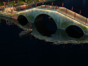 ancient bridge night view 3D Модель
