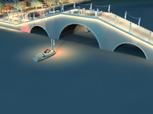 ancient bridge night view 3D Модель