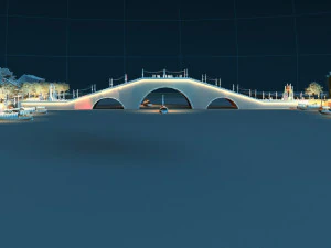 vista nocturna del puente antiguo Modelo 3D