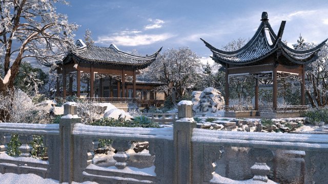 garden snow 3D 모델 .c4d .max .obj .3ds .fbx .stl .blend 