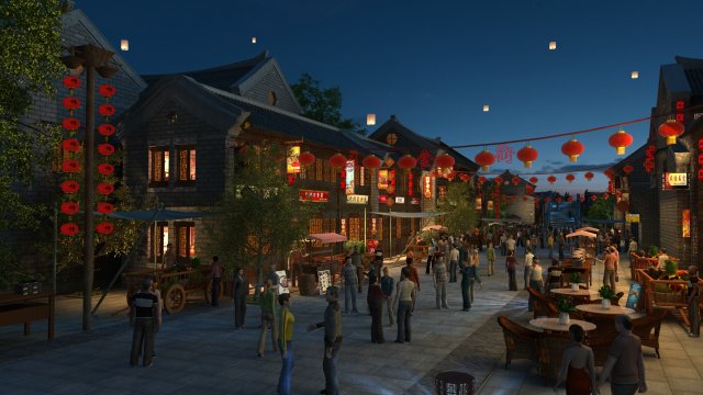 ancient night view Model 3D .c4d .max .obj .3ds .fbx .stl .blend 
